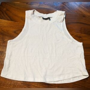 Asos - Racerback High Neck Cropped Swing Tank Top | Size 4 | White